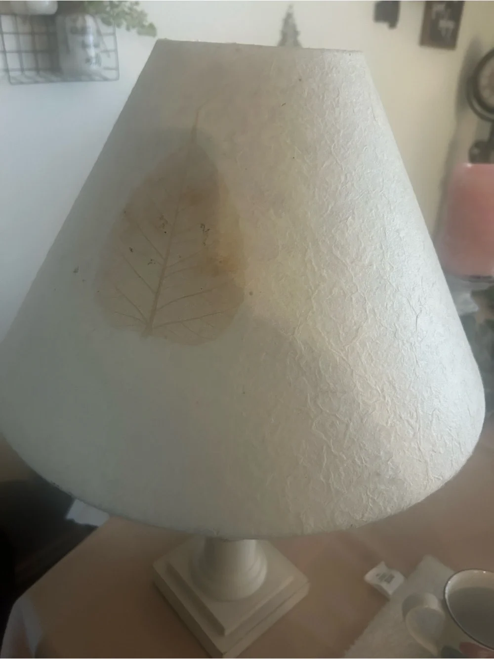 50%offw❤️ Pottery Barn Kids wood Table Lamp Base vintage papyrus leaf Shade flaw